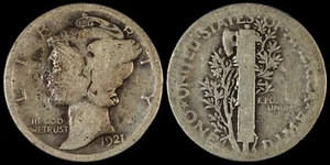 1921 Mercury Dime Silver US Type Coin Obsolete Philadelphia Key Date Circulated - Picture 1 of 3