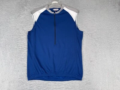 VINTAGE Bellwether Cylcing Jersey Adult Large Blue White Tank Sleeveless 1/2 Zip - Image 1 of 4