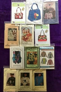 ,QUILTER'S PATTERNS - PURSES, TOTES, VESTS, APPLIQUES, APRONS, ETC - LOT OF 12 - Picture 1 of 6