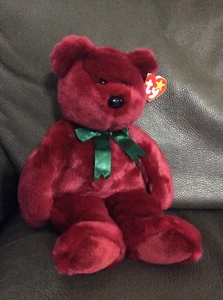 Grand ours en peluche vert nounours grand bonnet 14" TY Beanie Baby Buddies 2000 avec étiquettes - Photo 1/6