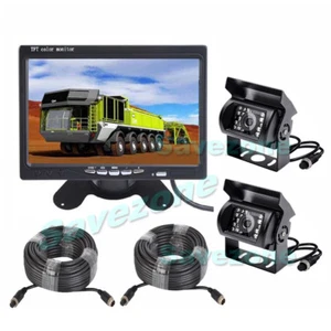 2x IR LED Reversing Camera 4 Pin+ 7" LCD Monitor Car Rear View Kit For Bus Truck - Picture 1 of 11
