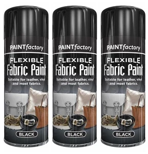 3x BLACK Fabric Spray Paint Leather Vinyl Clothes Fast Drying Flexible DIY 200ml - Picture 1 of 1