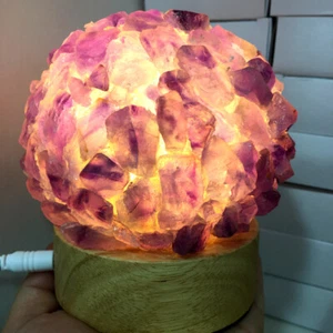 Natürliche Amethyst Licht Lampe Geode Quarz Cluster Kristall Probe Heilung - Bild 1 von 5