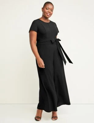 NEW LANE BRYANT BLACK LENA WIDE LEG BELTED JUMPSUIT SZ 26 - Image 1 of 3