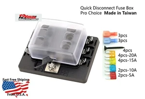 6 Way Circuit Car Boat Blade Mini ATC ATO Fuse Block Fuse Box Holder 12V/24V DC - Picture 1 of 12