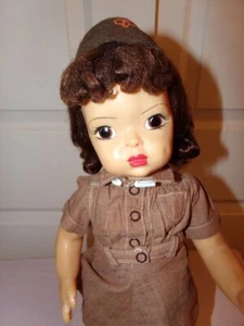Vintage Terri Lee Puppe 16 Zoll mit Etikett Brownie Uniform mit Mütze braune Haare - Bild 1 von 5