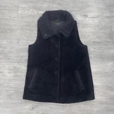 Eileen Fisher Wool Alpaca Vest Women’s Small Fuzzy Snap Button Black Sleeveless