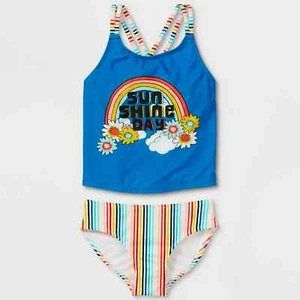 Cat & Jack Girls' Strappy Sunshine Day Tankini Bikini Swimsuit XS (4/5) NWT - Picture 1 of 8