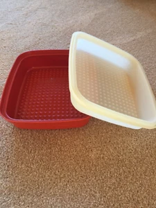 Tupperware Marinade Dish w/lid, functional, vintage, large, paprika, Very Good! - Picture 1 of 6