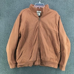 LL Bean Katahdin Iron Works Men Sweatshirt Fleece Lined Full Zip Orange Med Tall - Picture 1 of 17