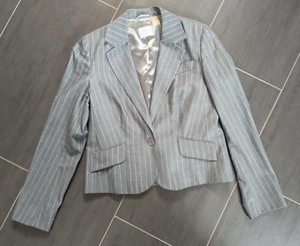 OASIS Blazer Jacke Jackett Damen Gr. 40 hell grau rosa gestreift Business Wolle - Bild 1 von 7