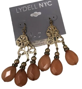 Pendientes tipo argolla colgantes Lydell NYC tono dorado marrón imitación piedras - Imagen 1 de 6