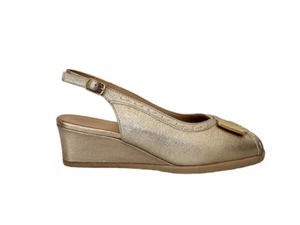 SCARPE DECOLLETE SANDALI DONNA STARLET PELLE ORO PLATINO ZEPPA NUMERO 36 - Imagen 1 de 7