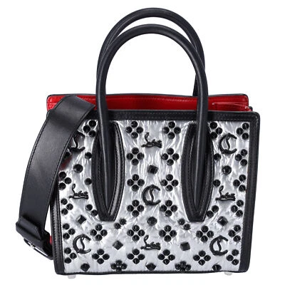 Christian Louboutin Paloma S Mini Handbag Black Silver Red Leather Nylon  - Image 1 of 4