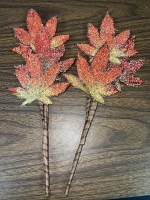 Lote De 45 Hojas Artificiales Flexibles Brillantes Color Otoño Decoración Floral Foto 1 de 4