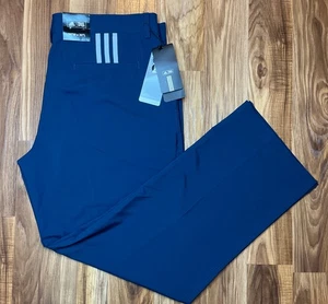 Adidas Hose Herren 36x30 Blau Golf Climalite 3-Streifen Performance Chino Neu mit Etikett - Bild 1 von 10