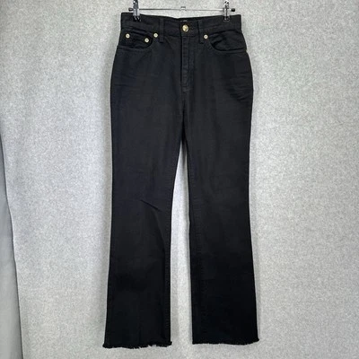Pantalones de mezclilla Tory Burch para mujer corte bota dobladillo crudo logotipo botones dorados 73396 talla 25 Foto 1 de 4