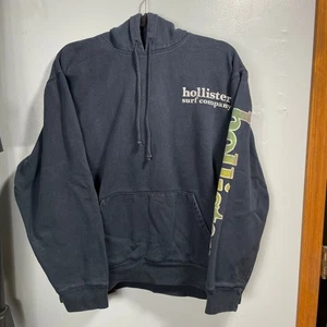 Vintage Y2K Hollister Black Surf California Oversized Preppy Hoodie Gr. Herren M - Bild 1 von 7