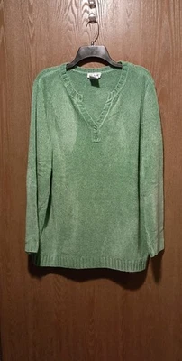 Blair Women's Tunic Sweater XL Soft Green Round V-neck Long Sleeve Pullover - Image 1 of 4