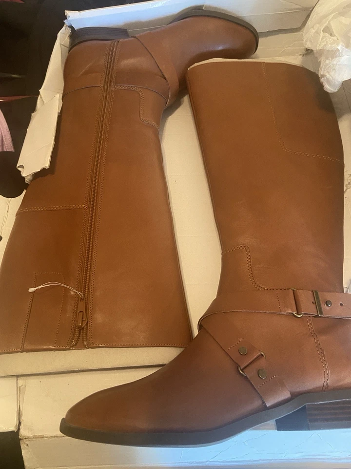 Nine West Womens Blogger Riding Boot Round Toe Ankle Strap Leather Brown Size 8M - Image 1 of 4