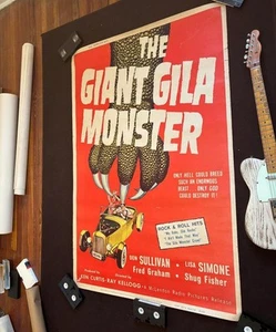 Horror The Giant Gila Monster Teenagers Hot Rods Rock & Roll Hits Rolled 40x60 - Picture 1 of 24