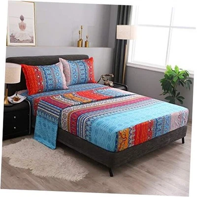  Juego de Sábanas Bohemias, Sábanas Retro 16 Pulgadas Bolsillos Profundos, 1 Ajustable Queen A Foto 1 de 4