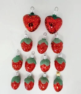Vintage Erdbeere Weihnachtsschmuck 13er Set Made in Czechoslavakia - Bild 1 von 19