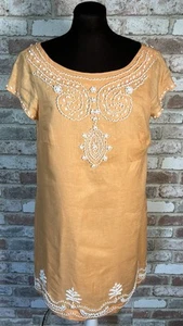 Lilly Pulitzer Rawley Linen Scalloped Beaded Dress Size 6 Orange - Picture 1 of 16