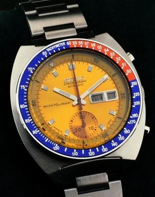Seiko  Pogue Pepsi Chronograph Automatic 6139 6002 Water 70M Resist Dial Yellow - Image 1 of 4