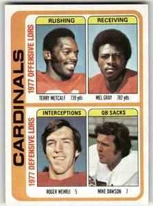1978 Topps - Mel Gray, Roger Wehrli, Terry Metcalf #523 Cardinals - Imagen 1 de 2