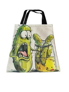 NEW novelty tote shoulder bag pickles jar funny food 13.5x16 inches - Picture 1 of 4