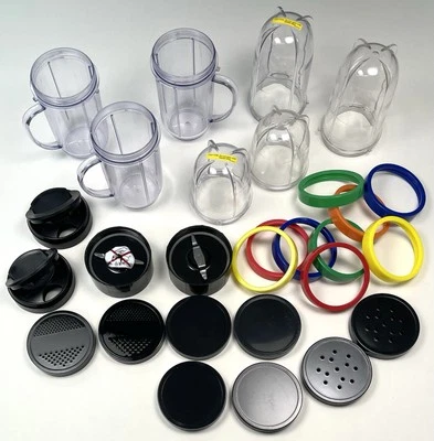 Lote de 28 piezas Compatible con Licuadora NutriBullet Tazas de Repuesto Anillos Tapas y Cuchillas Foto 1 de 4