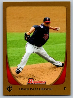 Tarjeta de béisbol 2011 Bowman Gold 73 Francisco Liriano Minnesota Twins Foto 1 de 2