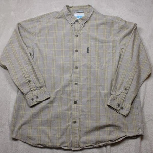 Columbia Shirt Button Up XXL Long Sleeve Plaid Yellow Brown Hike Camp Outdoor - Picture 1 of 8