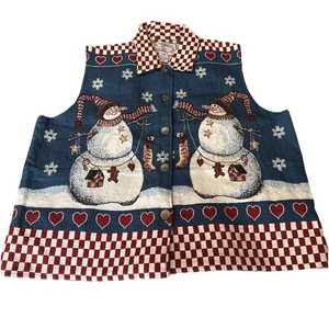 Vintage Tantrums Tapestry Ladies Vest So: 14-16 Christmas Snowman Cottage Core - Picture 1 of 3