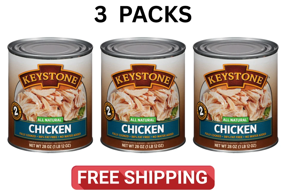 (3 Cans) Keystone Chicken **ALL NATURAL - NO PRESERVATIVES - FULLY COOKED** 28oz - Image 1 of 1