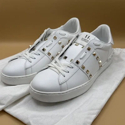 Zapatillas Valentino Garavani Sin Título Rockstud Slide Blanco Dorado Tachuelas Talla 44 EE. UU. 11 Foto 1 de 4