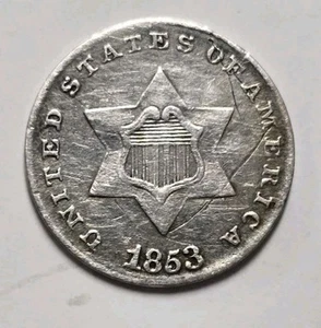 3 centavos de plata 1853 (trime) en estado bastante bueno detalles - Imagen 1 de 2