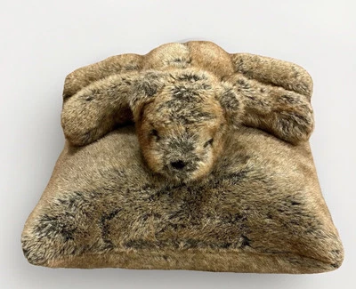 Pottery Barn Faux Fur Pillow Brown & Matching Teddy Bear Plush Animal Kids Adult - Image 1 of 4
