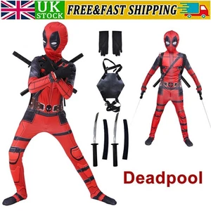 2025 Deadpool Costume Cosplay Kids Bodysuit Boys HALLOWEEN Fancy Dress Party # * - Picture 1 of 16