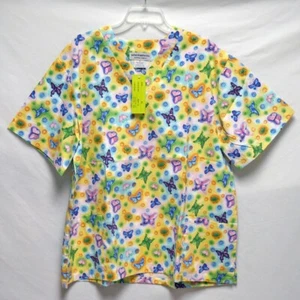 Women's Butterfly Scrubs Top - size Extra Large (XL) - Natural Uniforms - Picture 1 of 3