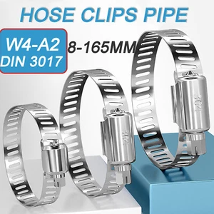 Hose Clamps Stainless Steel V2A With Screw Thread DIN 3017 W2 by 8 mm - 165 mm - Picture 1 of 4