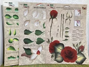 3 VTG Dewberry Painting Patterns Tea Rose Magnolia Leaf Reusable Teaching Guides - Picture 1 of 2