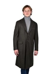 NUEVO estilo latino Attolini abrigo EU 48 US 38 lana verde franela - Imagen 1 de 6