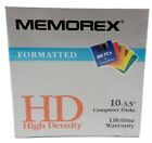 Floppy Discs Memorex 3.5" HD Computer Diskettes 10 Pack PC Formatted NEW Rainbow