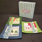 Nos Elizabeth Monro Set 3 9"Square Christmas Plates  Montage By Giftcraft 230330
