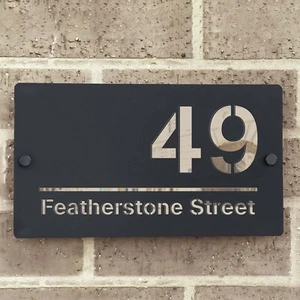 House Number Plaques House Door Number Signs Gloss Personalised Address Plaques - Picture 1 of 4