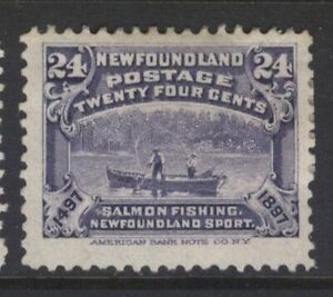 NEWFOUNDLAND 71 1897 24c SALMON SPORT FISHING CABOT DISCOVERY (#11) MPH CV$40