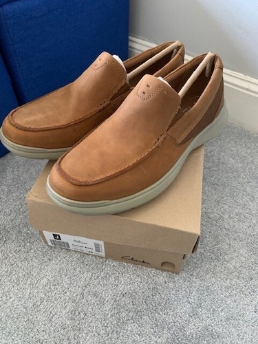 Clarks Cotrell Easy Leather Slip on Tan Combi Men Size 11.5 $100 NEW