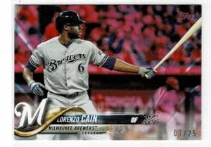 2018 TOPPS MINI ON DEMAND PINK LORENZO CAIN #d 03/25 MILWAUKEE BREWERS - Picture 1 of 1